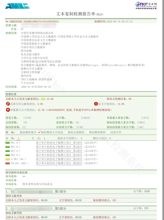 知网查重报告样式