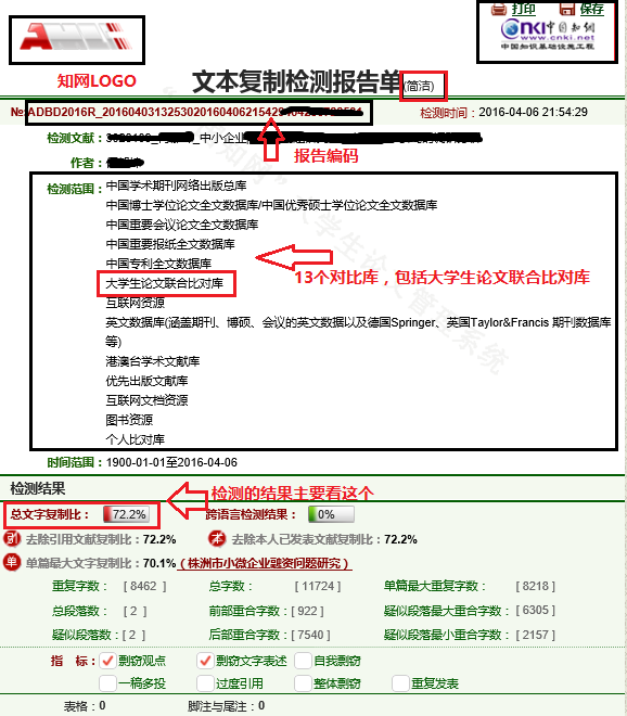 去除本人文字复制比（如果您发表了论文，并且提供了作者名，则有此报告单）