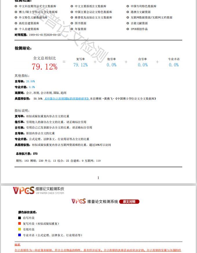 维普查重原文对照陈述（PDF）